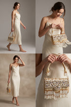 Zarmina Gold Velvet Pearl Potli Sling Bag