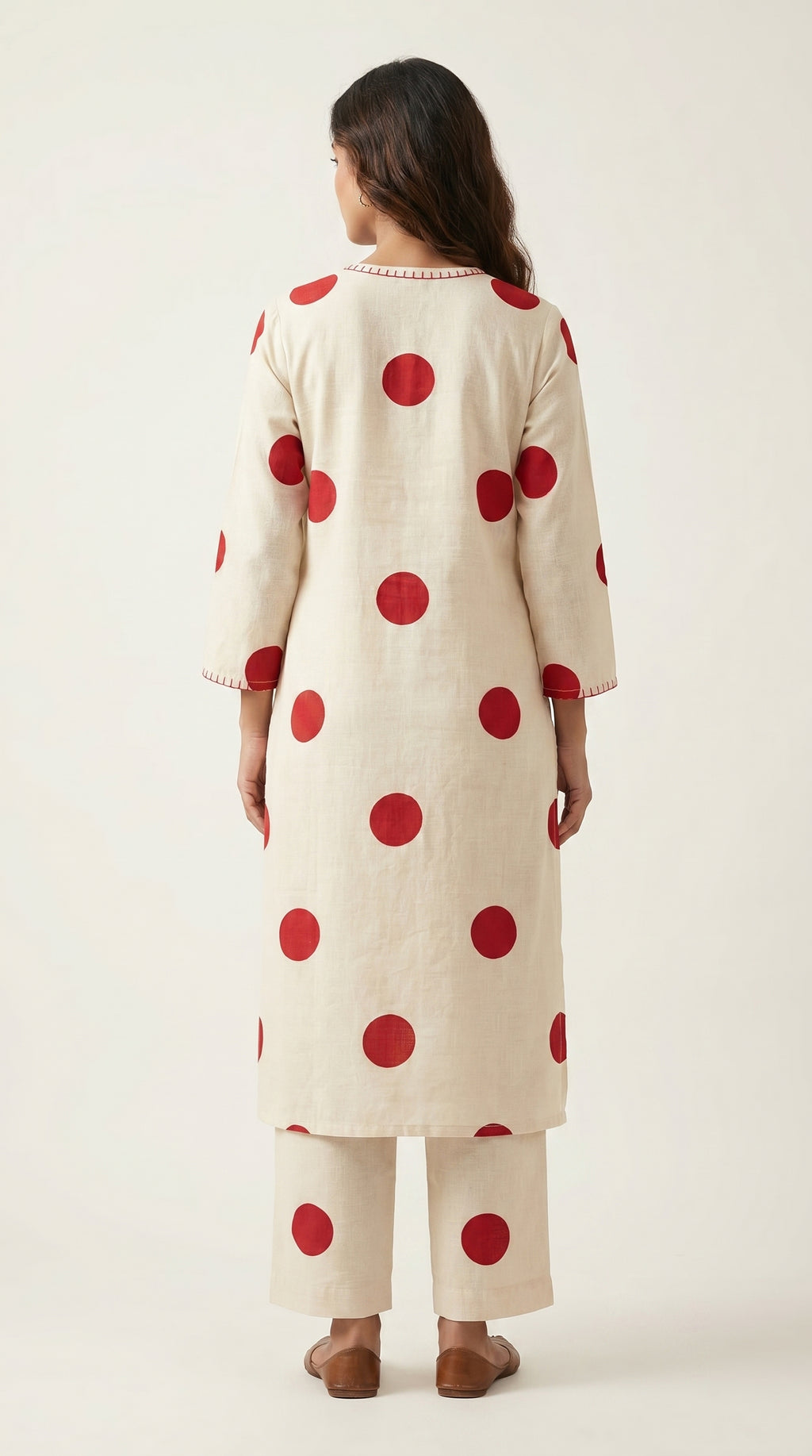 Zareen Ivory Cotton Polka Coord Set