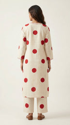 Zareen Ivory Cotton Polka Coord Set