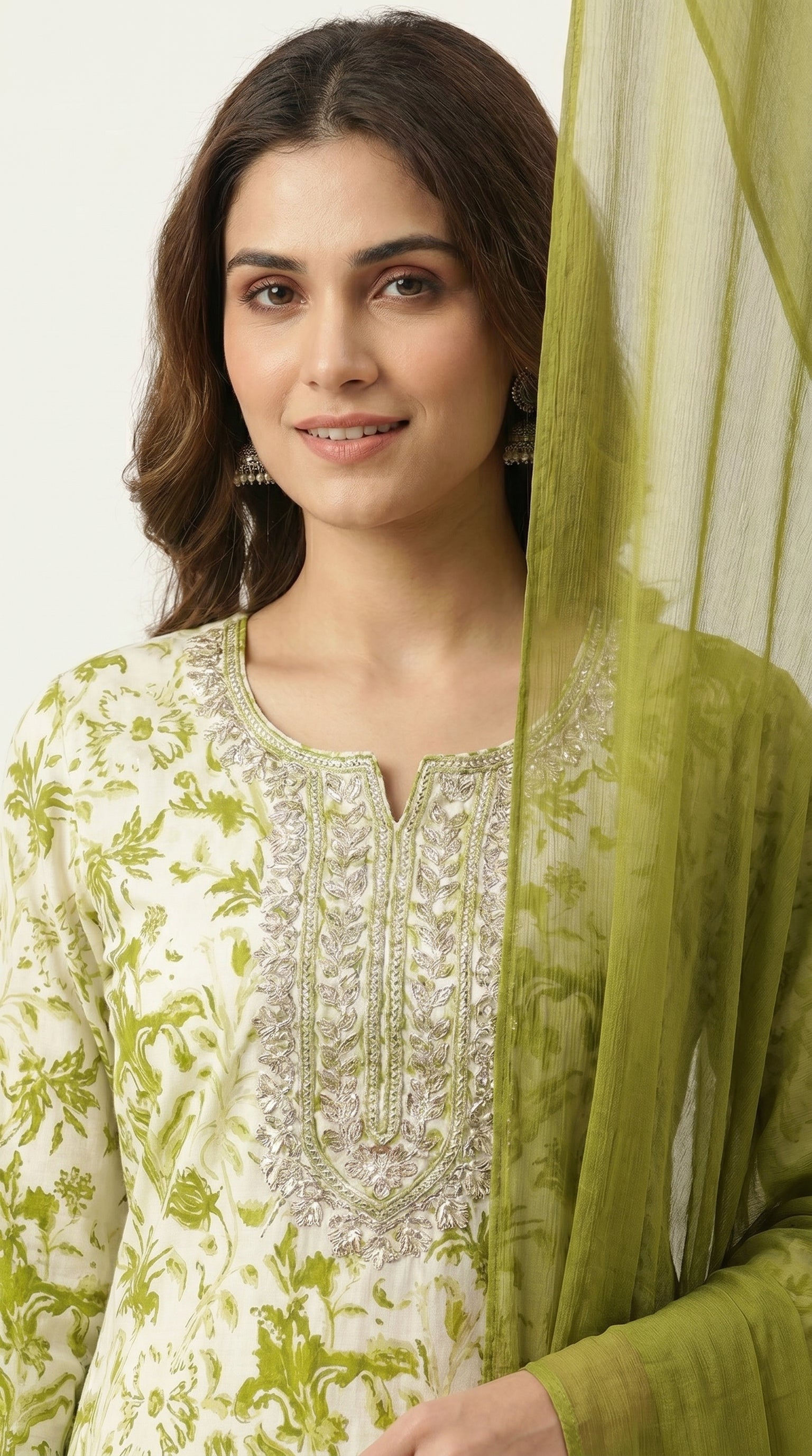 Olive Meadow Embroidered Kurta Set