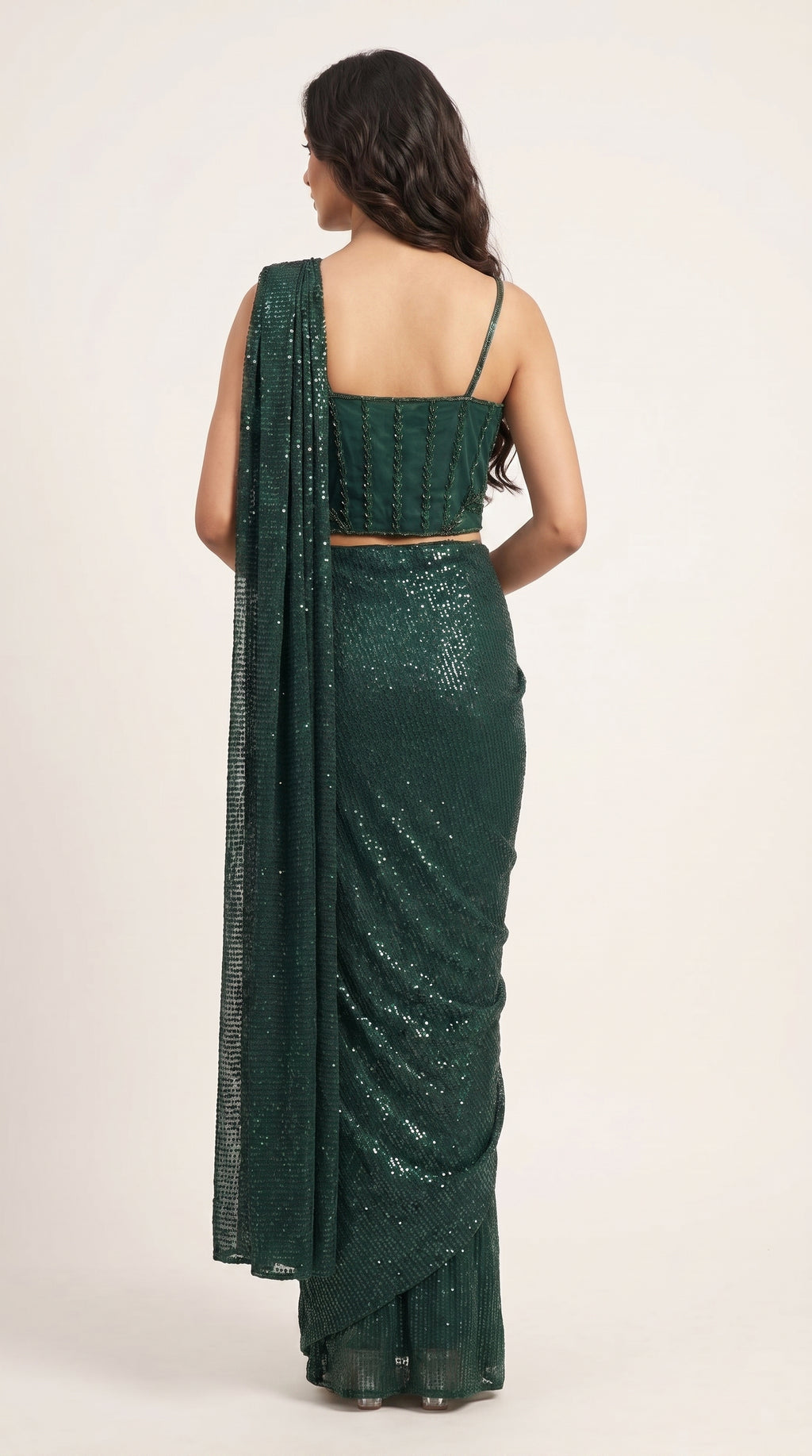 Meher Wine Shimmer Drape Saree with Corset Blouse