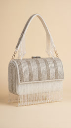 Crystal Cascade Shimmer Fringe Sling Bag