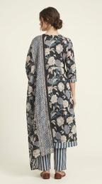 Midnight Peony Flared Kurta Set