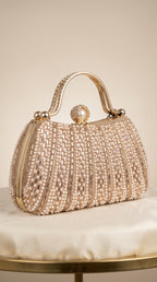 Pearl Royale Handcrafted Champagne Clutch