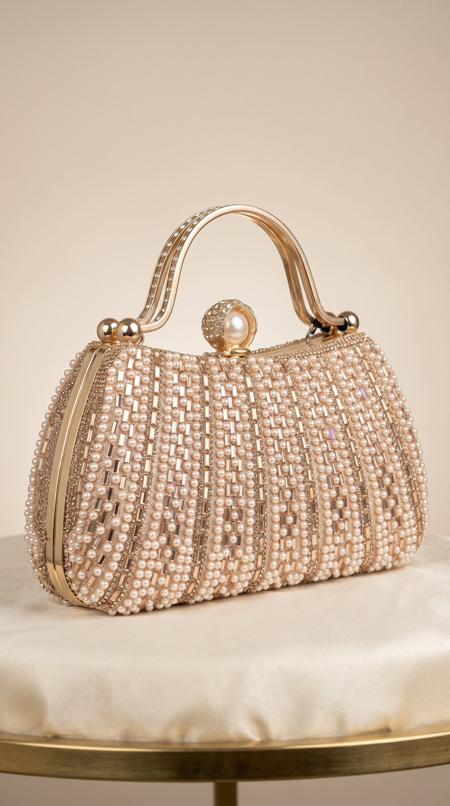 Pearl Royale Handcrafted Champagne Clutch
