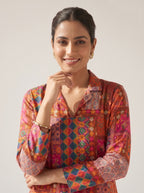 Rangrez Patchwork High-Low Kurta Set