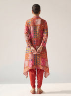 Rangrez Patchwork High-Low Kurta Set