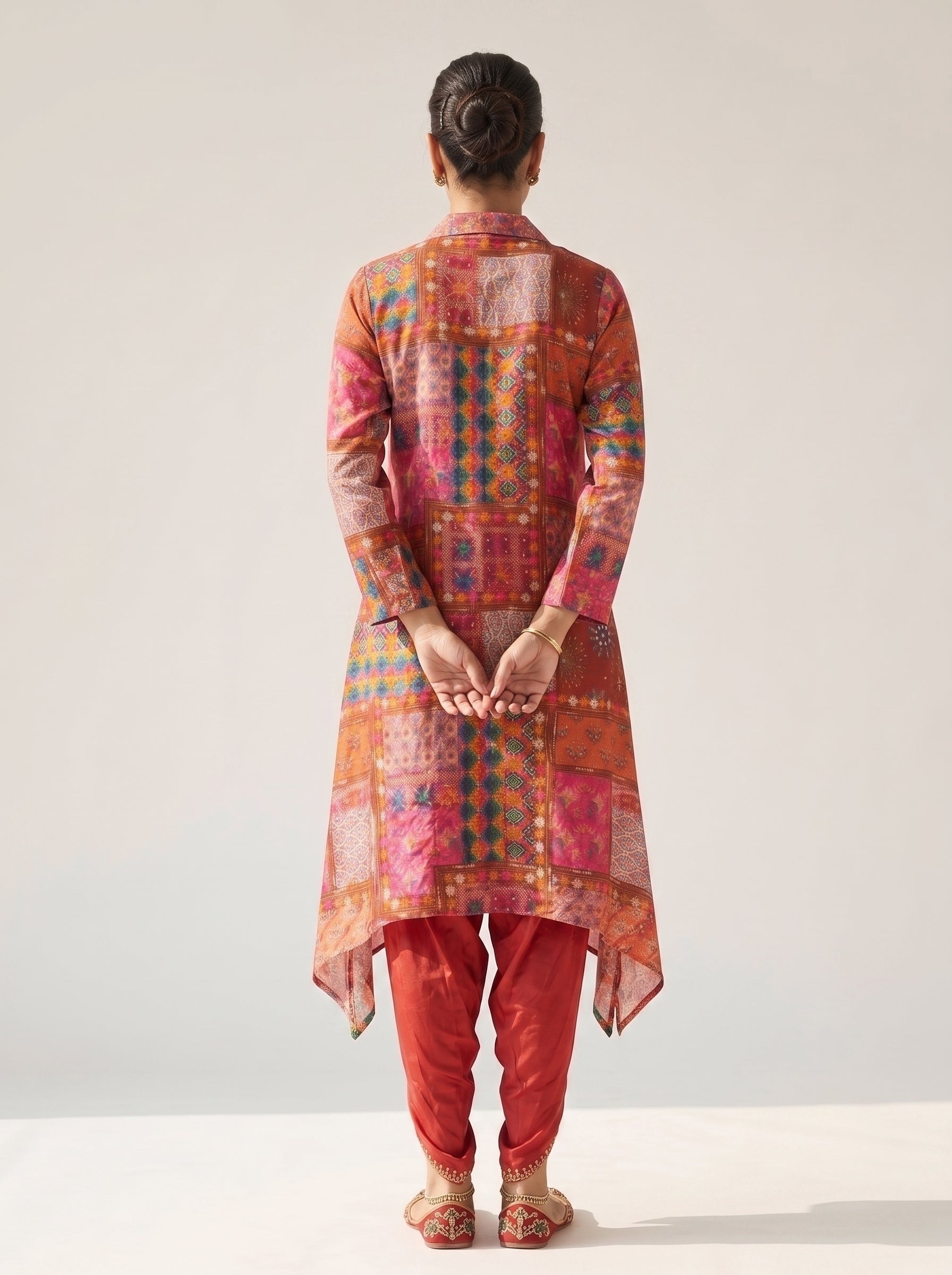 Rangrez Patchwork High-Low Kurta Set
