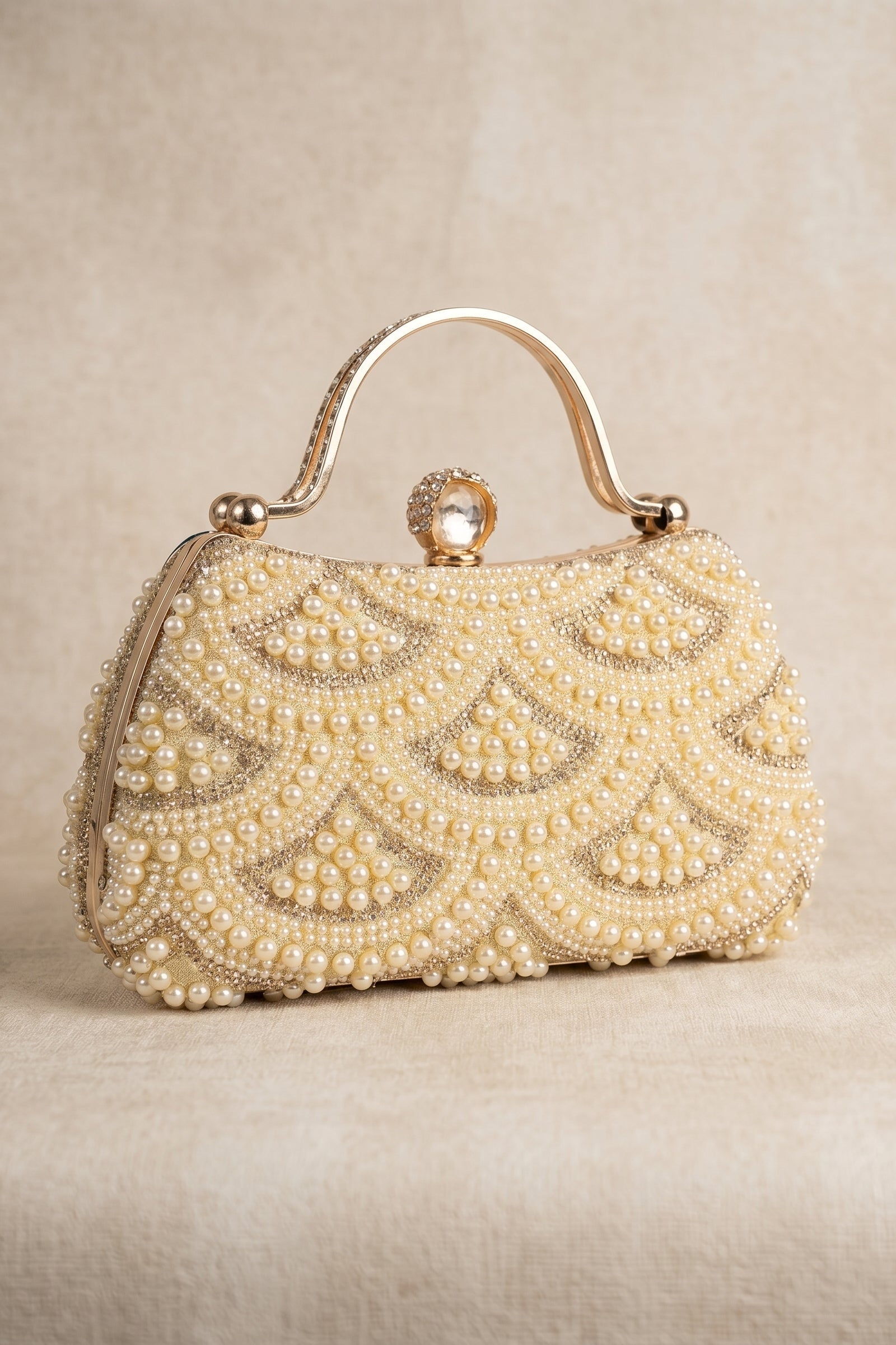 Pearlescent Scallop Handcrafted Luxury Clutch