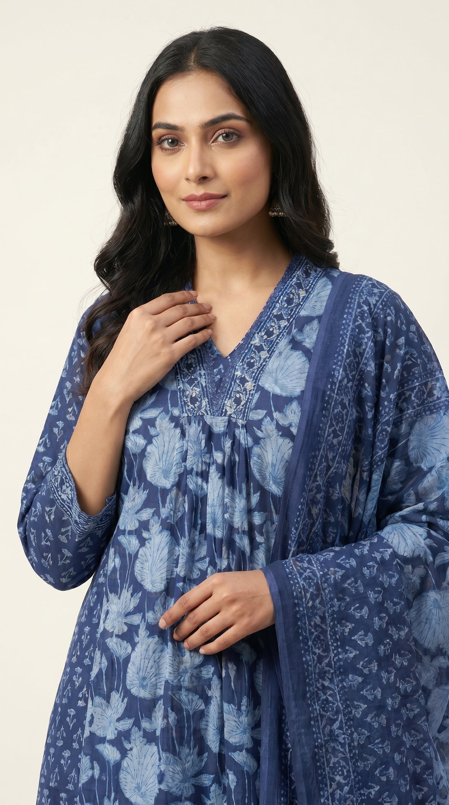 Indigo Lotus Gathered Kurta Set