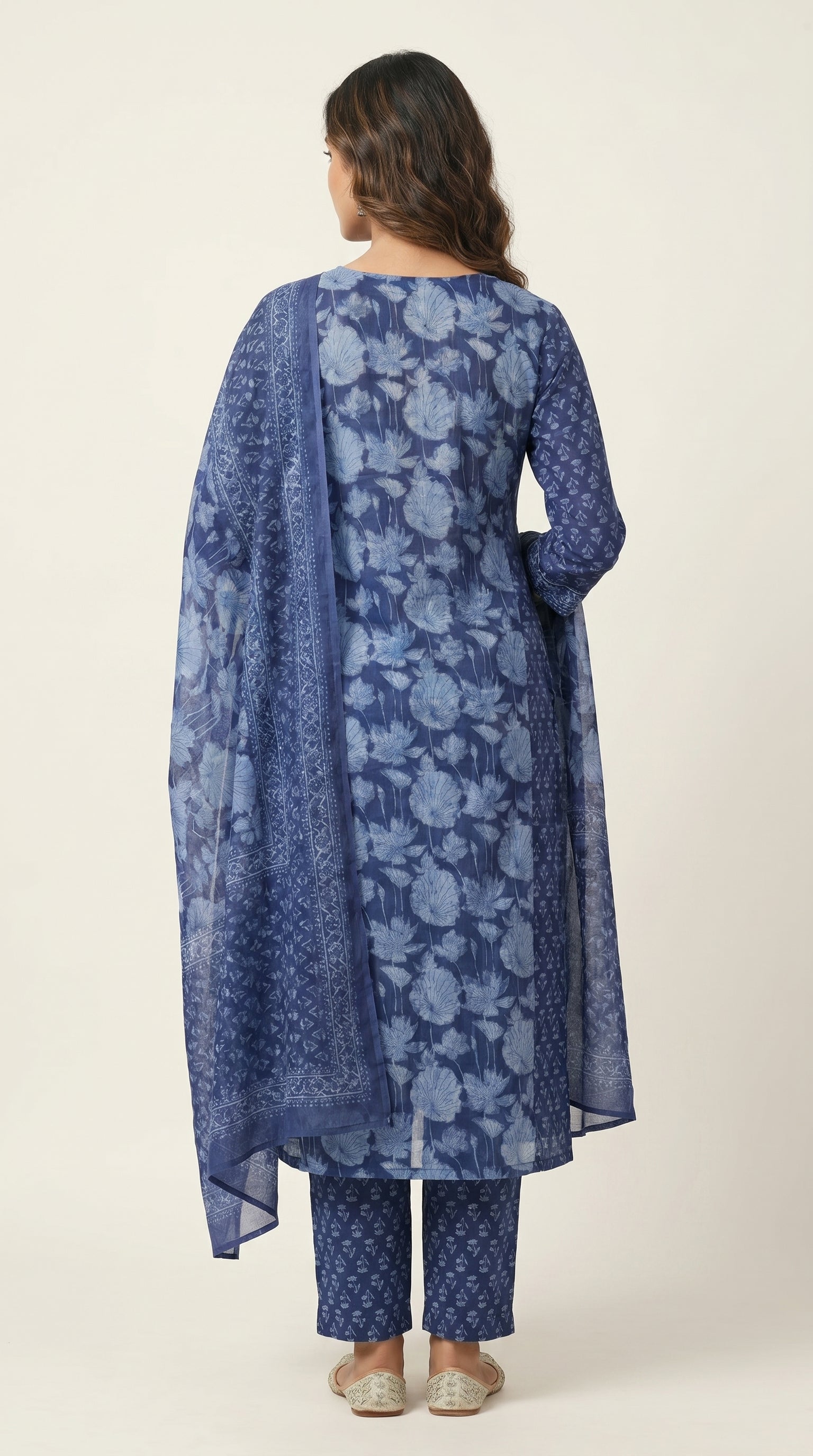 Indigo Lotus Gathered Kurta Set