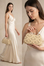 Pearlescent Scallop Handcrafted Luxury Clutch