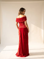 Rooh Crimson Satin Corset Dhoti Dress