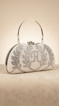 Regal Pearl & Crystal Laurel Handcrafted Clutch