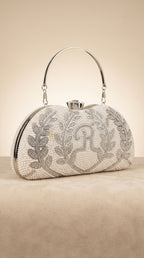 Regal Pearl & Crystal Laurel Handcrafted Clutch