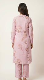 Lilac Bloom Floral Printed Cotton Kurta Set