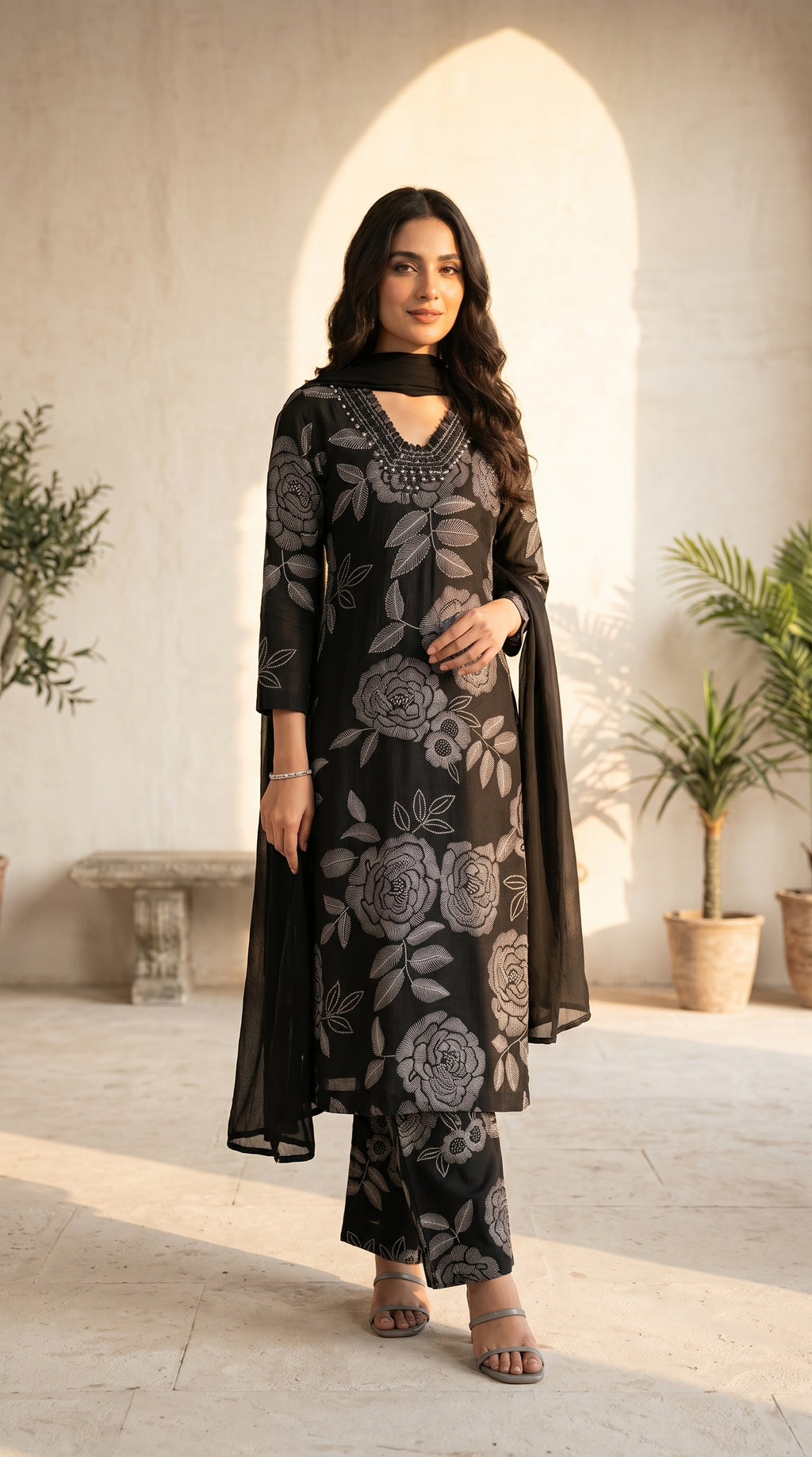 Midnight Scribble Kurta Set