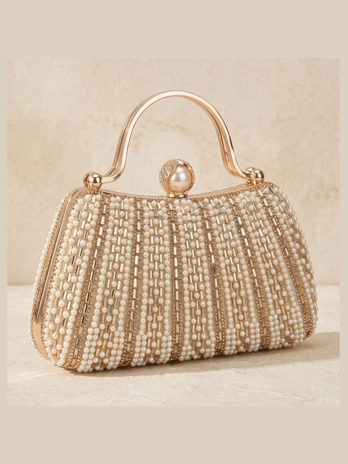Pearl Royale Handcrafted Champagne Clutch