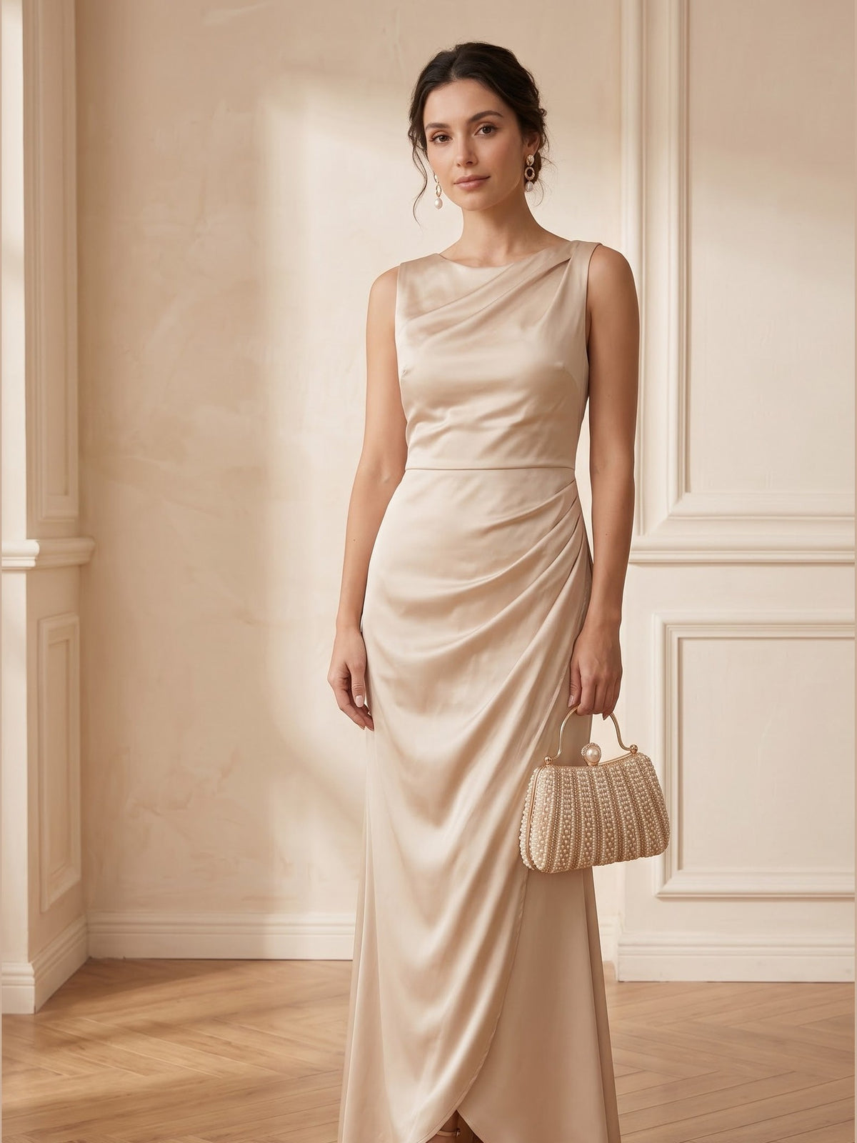 Pearl Royale Handcrafted Champagne Clutch