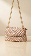 Rose Gold Pearl & Shimmer Chevron Sling Bag