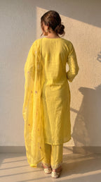 Gulbahaar Sunshine Yellow Schiffli Cotton Kurta Set