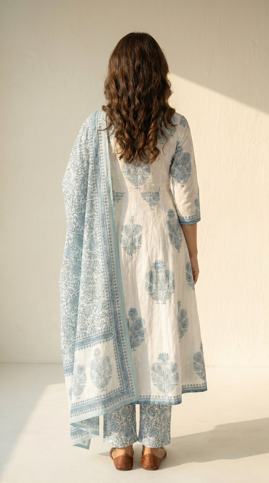 Ethereal Floral Bloom Cotton Anarkali Kurta Set