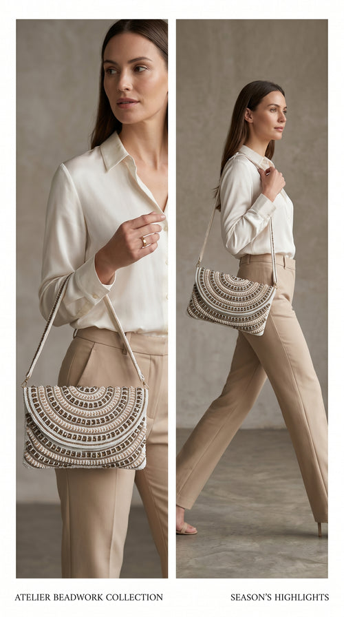 Aira Handcrafted Beaded Crescent Sling Bag