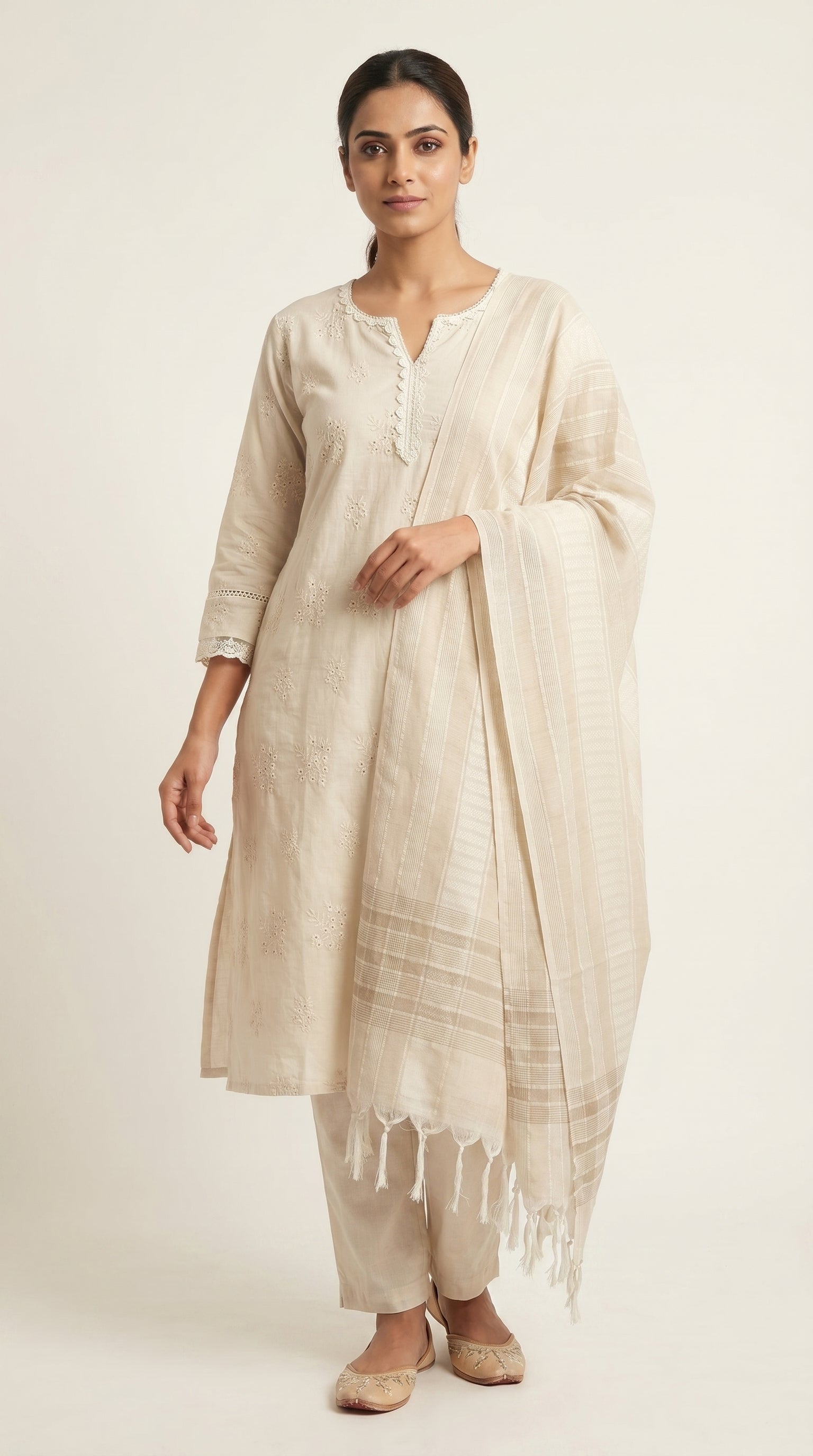 Ethereal Ivory Embroidered Kurta Set