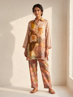 Aveline Sand Beige Satin Co-ord Set