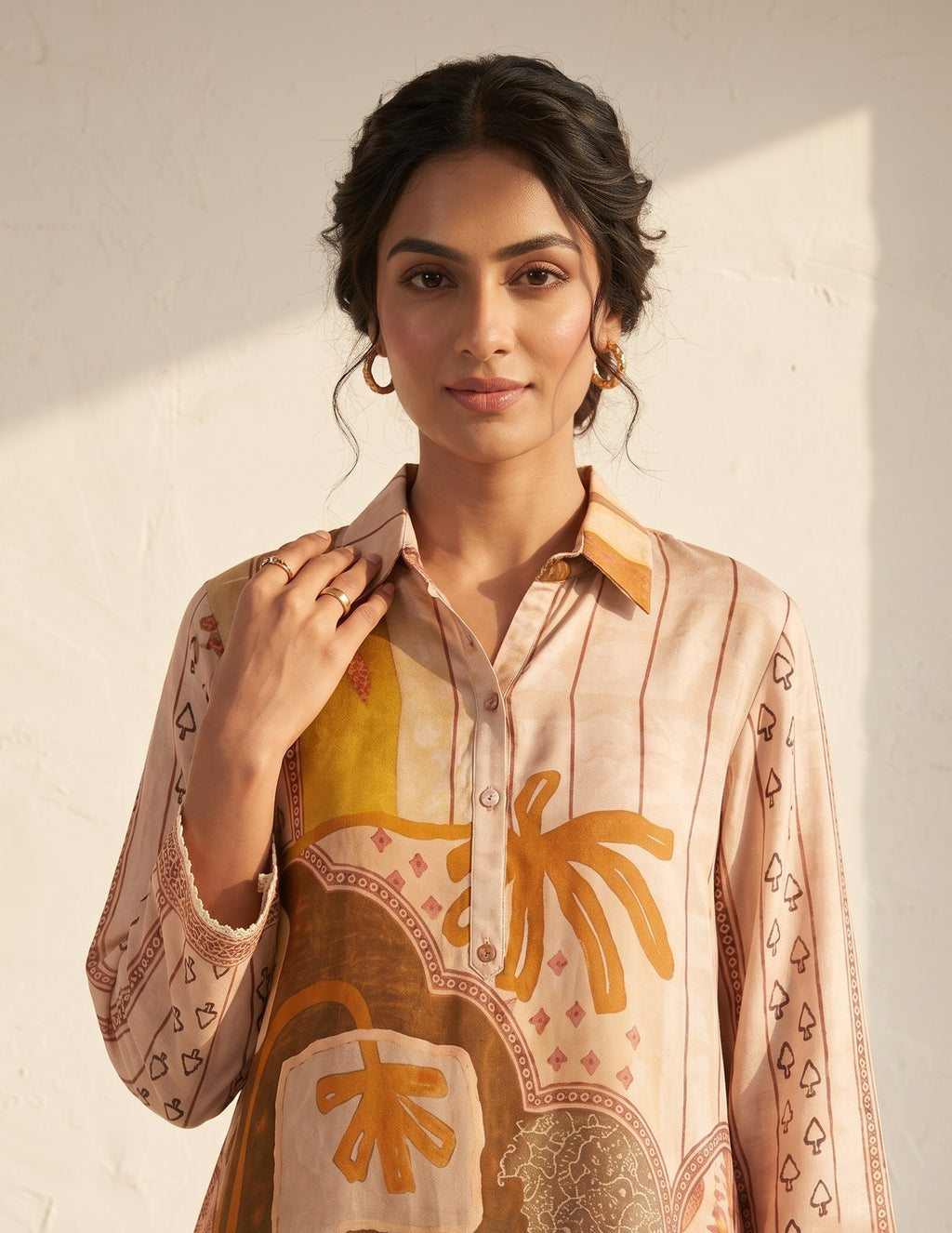Aveline Sand Beige Satin Co-ord Set