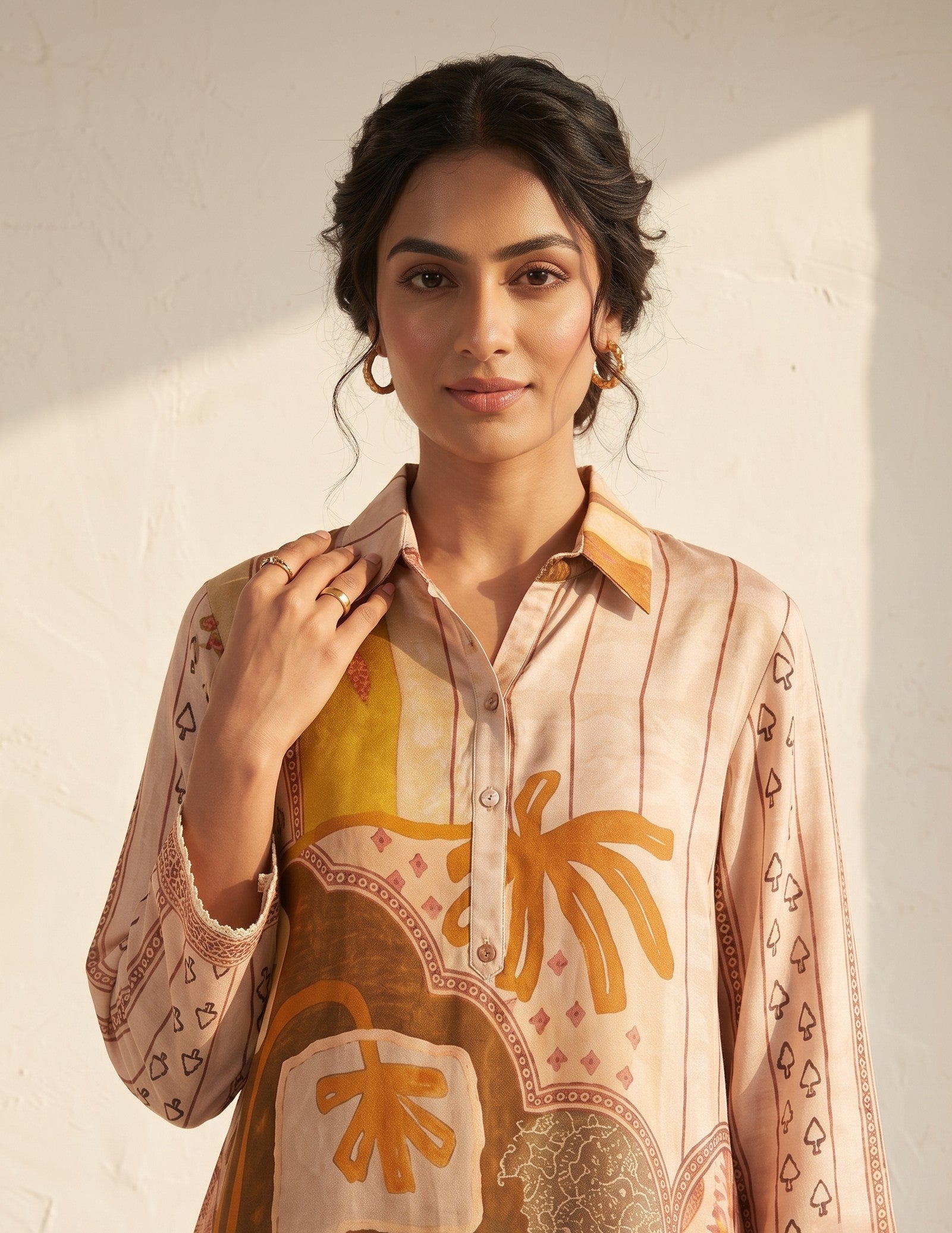 Aveline Sand Beige Satin Co-ord Set