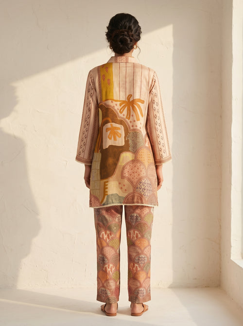 Aveline Sand Beige Satin Co-ord Set