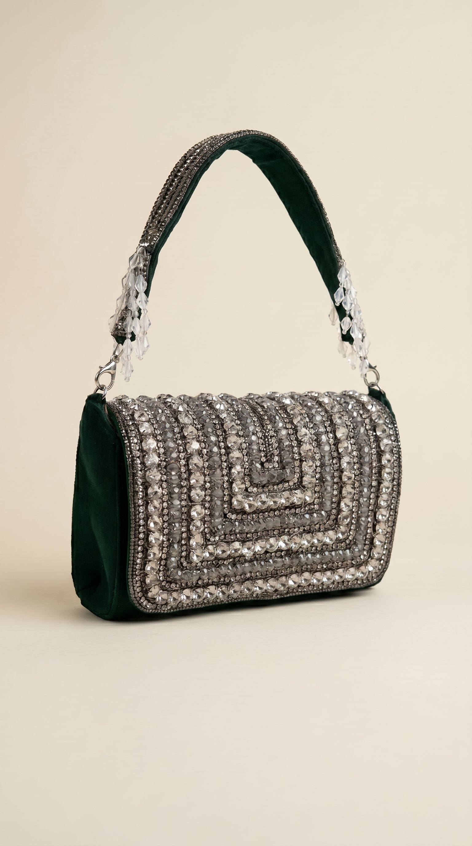 Crimson Velvet Crystal U-Motif Sling Bag