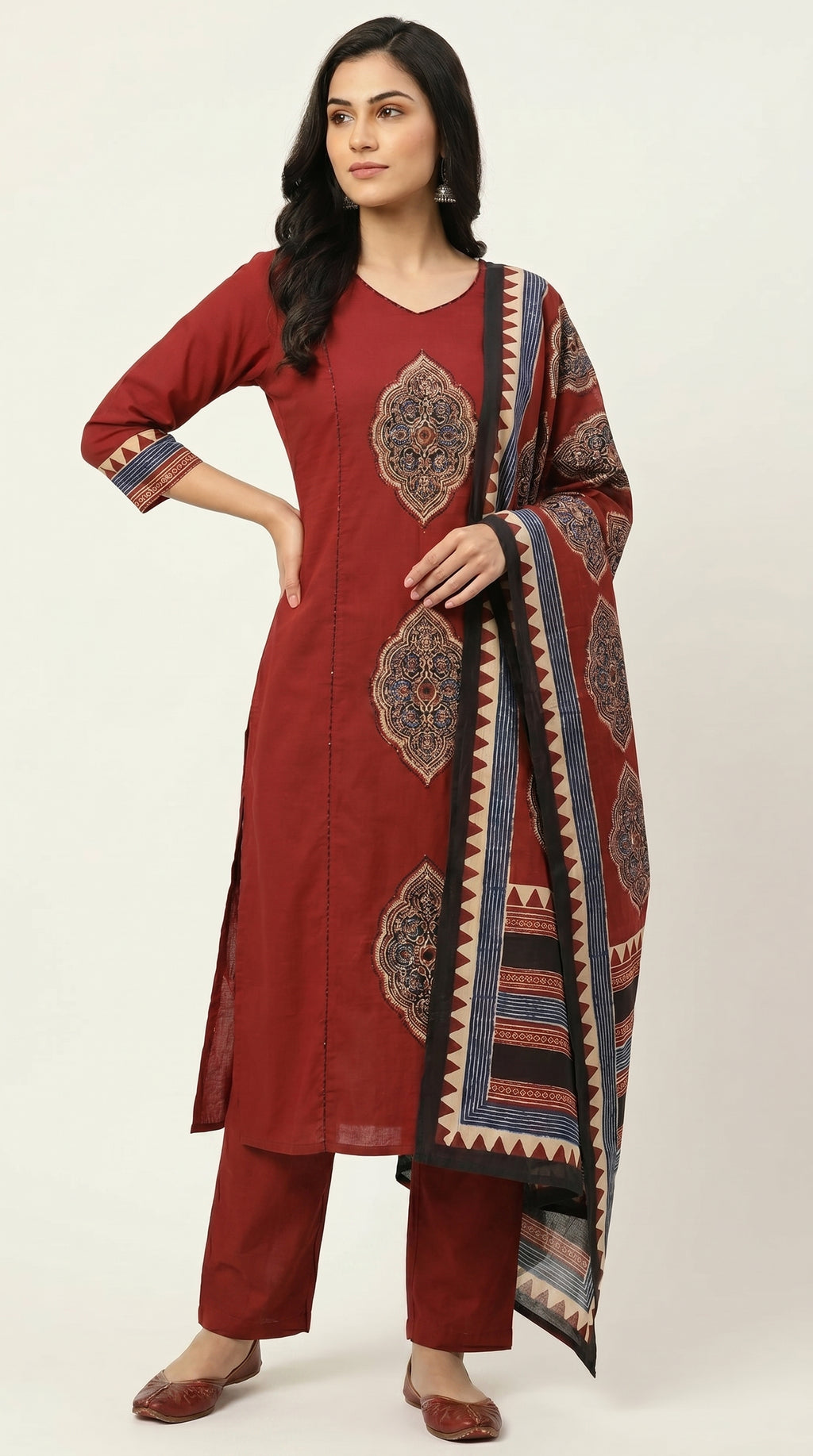 Rust Ember Cotton Kurta Set