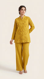 Zaria Mustard Embroidered Co-ord Set