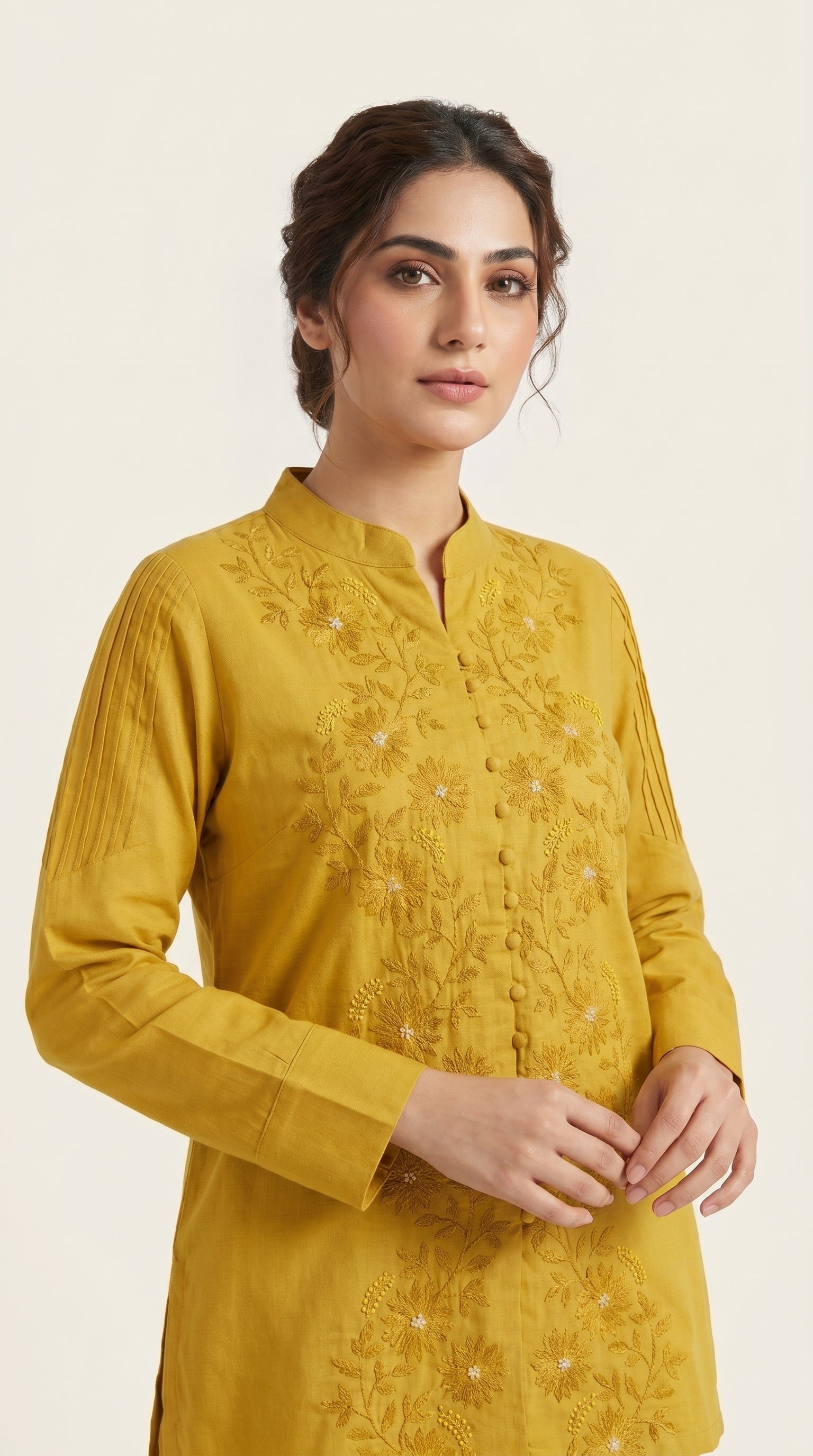 Zaria Mustard Embroidered Co-ord Set