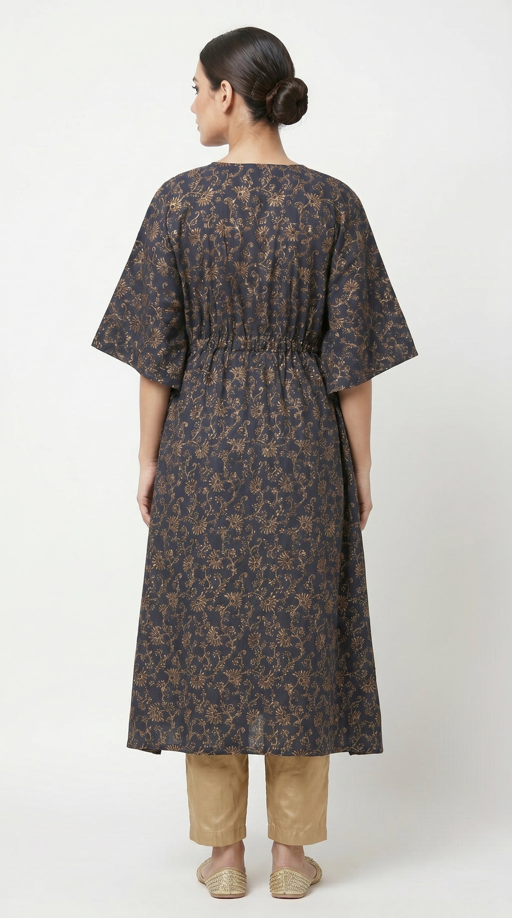 Elira Navy Floral Kaftan Kurta Set