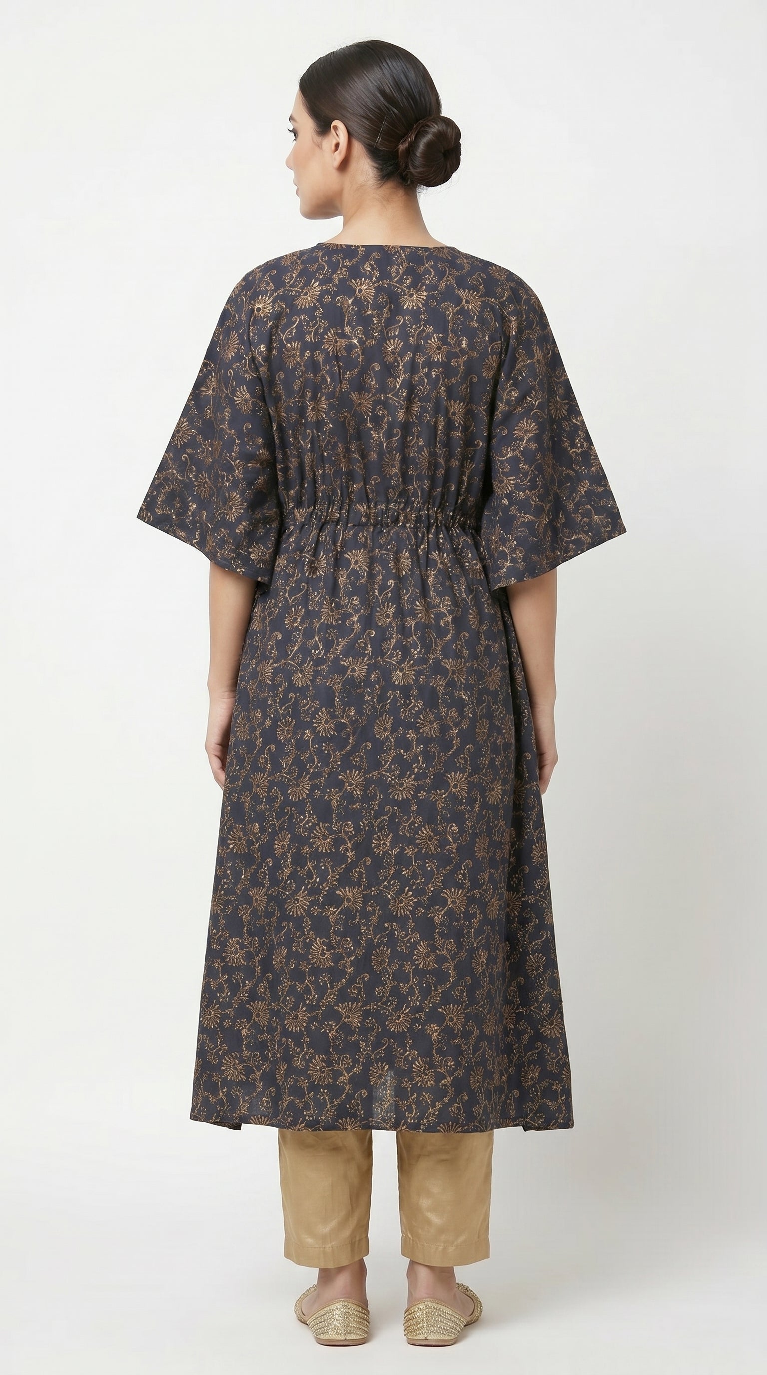 Elira Navy Floral Kaftan Kurta Set