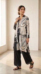 Nooré Monochrome Abstract Printed Co-Ord Set