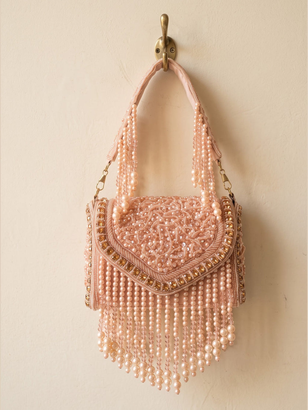 Blush Pearl & Sequin Embellished Sling Bag