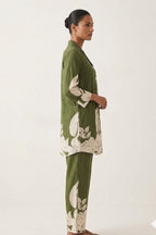 Olive Bloom Maslin Co-ord Set
