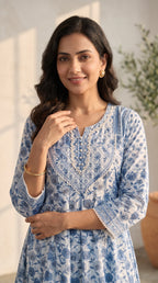 Serene Blue Cotton Kurta Set