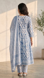 Serene Blue Cotton Kurta Set