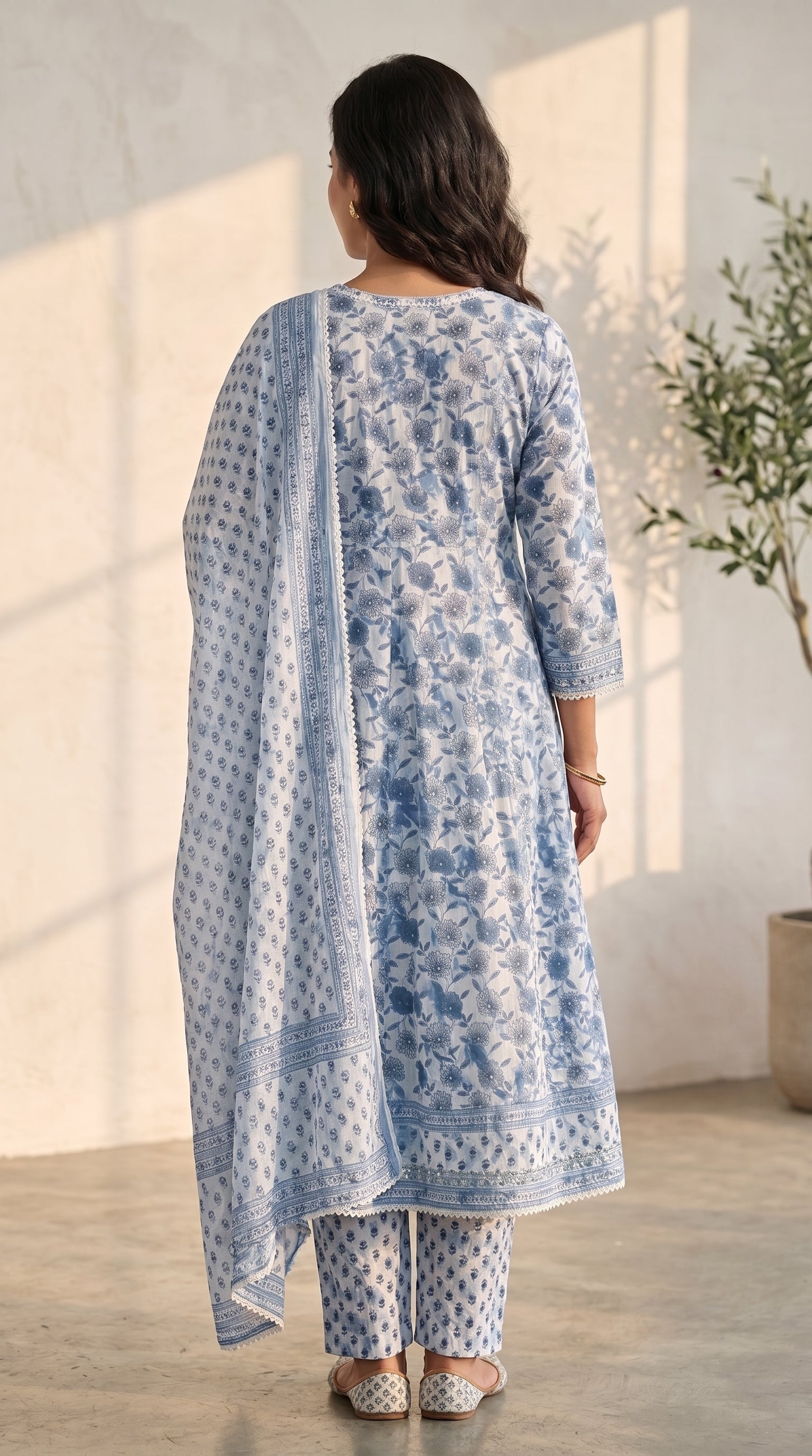 Serene Blue Cotton Kurta Set