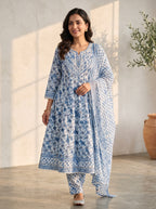 Serene Blue Cotton Kurta Set