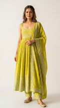 Noor Lime Embroidered Anarkali Set