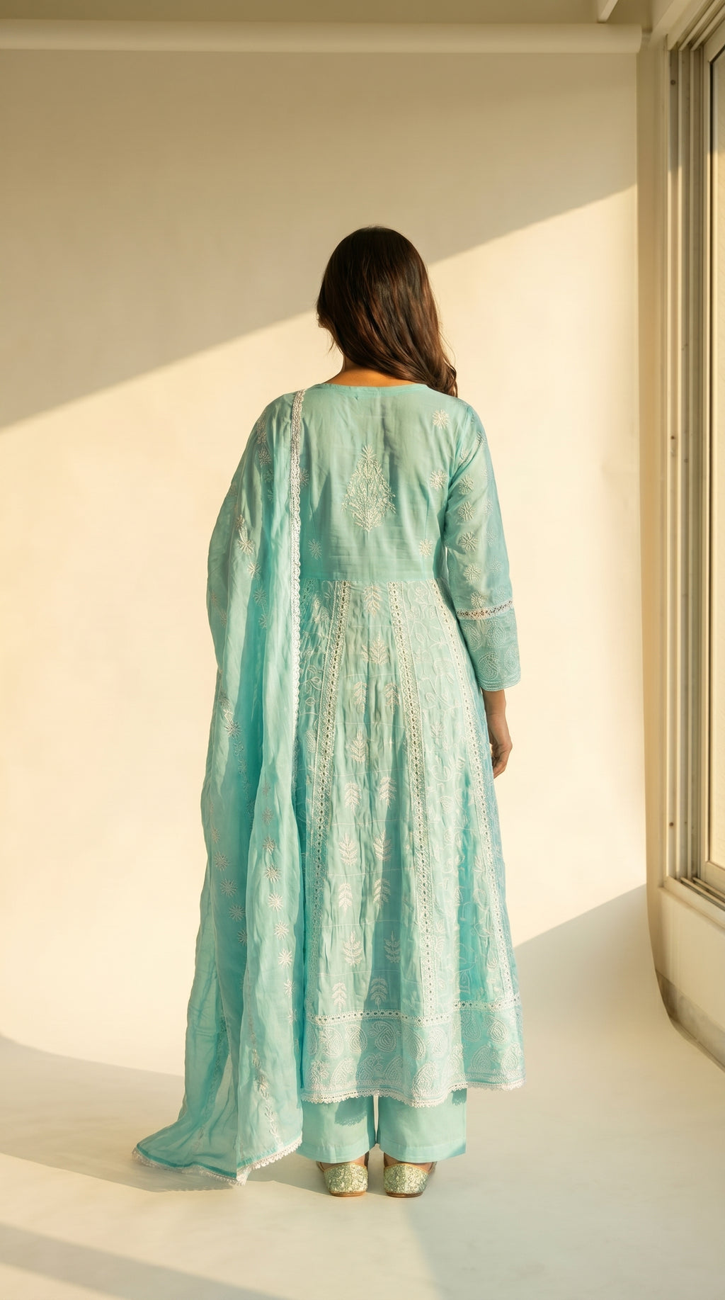 Serene Pastel Embroidered Anarkali Kurta Set