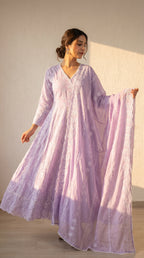 Serene Pastel Embroidered Anarkali Kurta Set