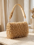 Aurelia Champagne Crystal Beaded Shoulder Bag