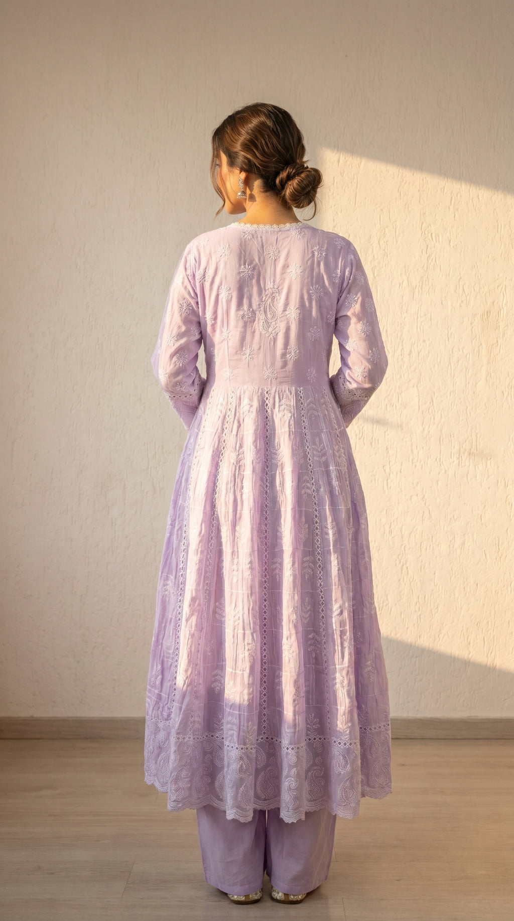 Serene Pastel Embroidered Anarkali Kurta Set